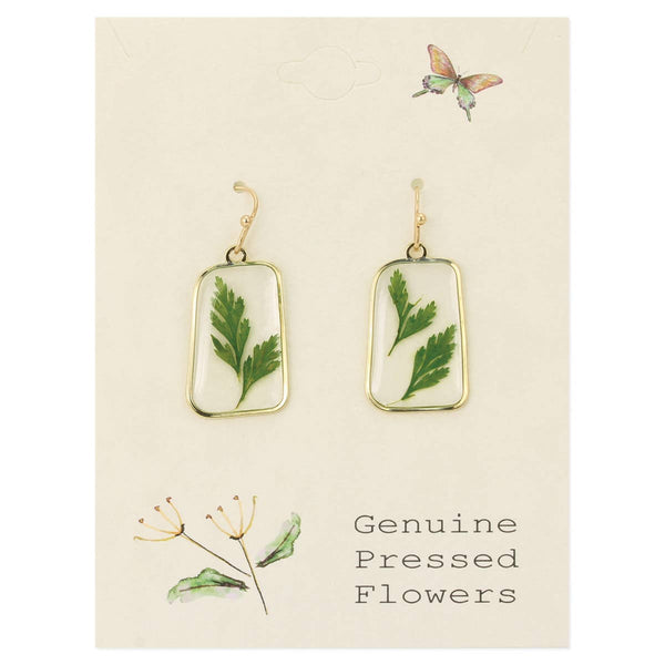 ZAD - Fern Dried Flower Gold Earrings