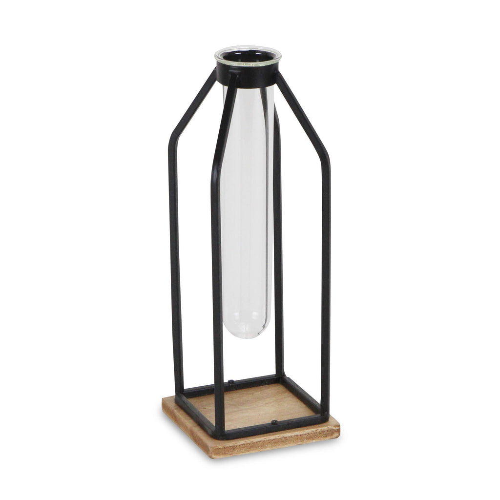 Cheungs - Black Tall Metal Stand with Glass Tube