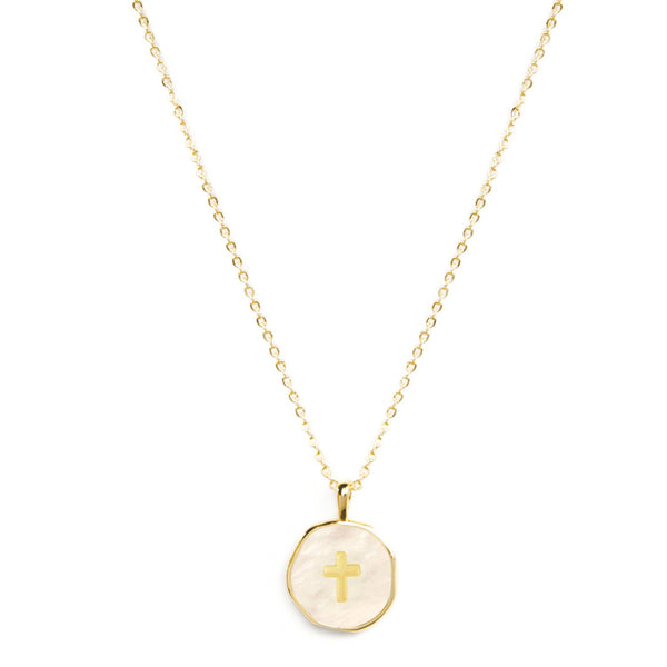 Splendid Iris - Shell with Cross Pendant Necklace