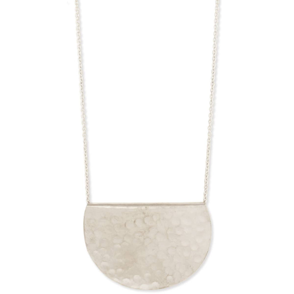 ZAD - Silver Half Circle Hammered Necklace