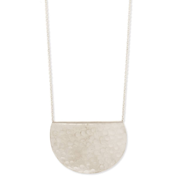 ZAD - Silver Half Circle Hammered Necklace