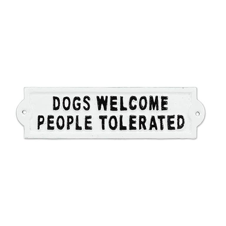 Abbott - Dogs Welcome Sign-Wht-9"L-1141