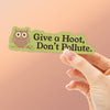 Give a Hoot Don't Pollute Owl Sticker - 70s Vintage Art