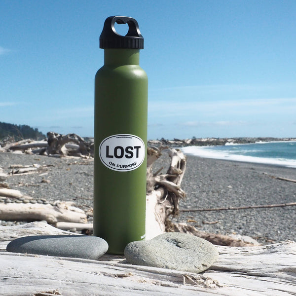 Sentinel Supply - Lost on Purpose Oval Bumper Sticker, Outdoor Adventure Decal
