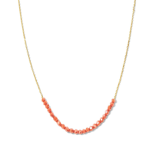 Splendid Iris - Delicate Crystal Accented Necklace: Coral