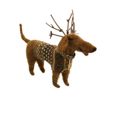 HomArt - Reindog Daschund with Antlers Ornament, Felt