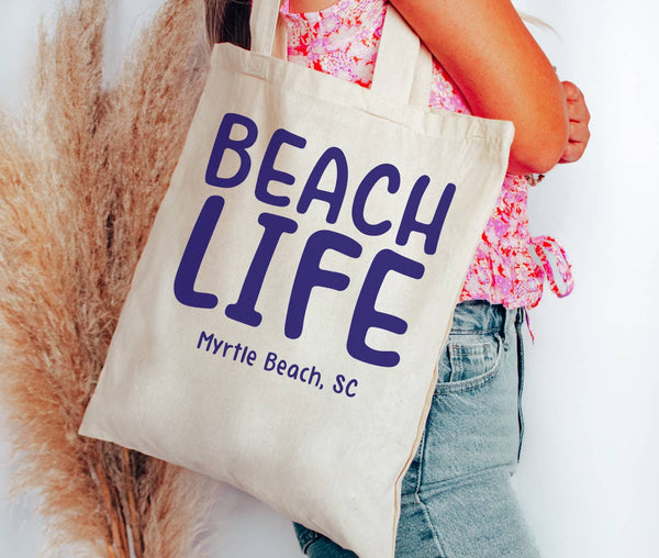 Quotable Life - Custom Beach Life Cotton Canvas Tote