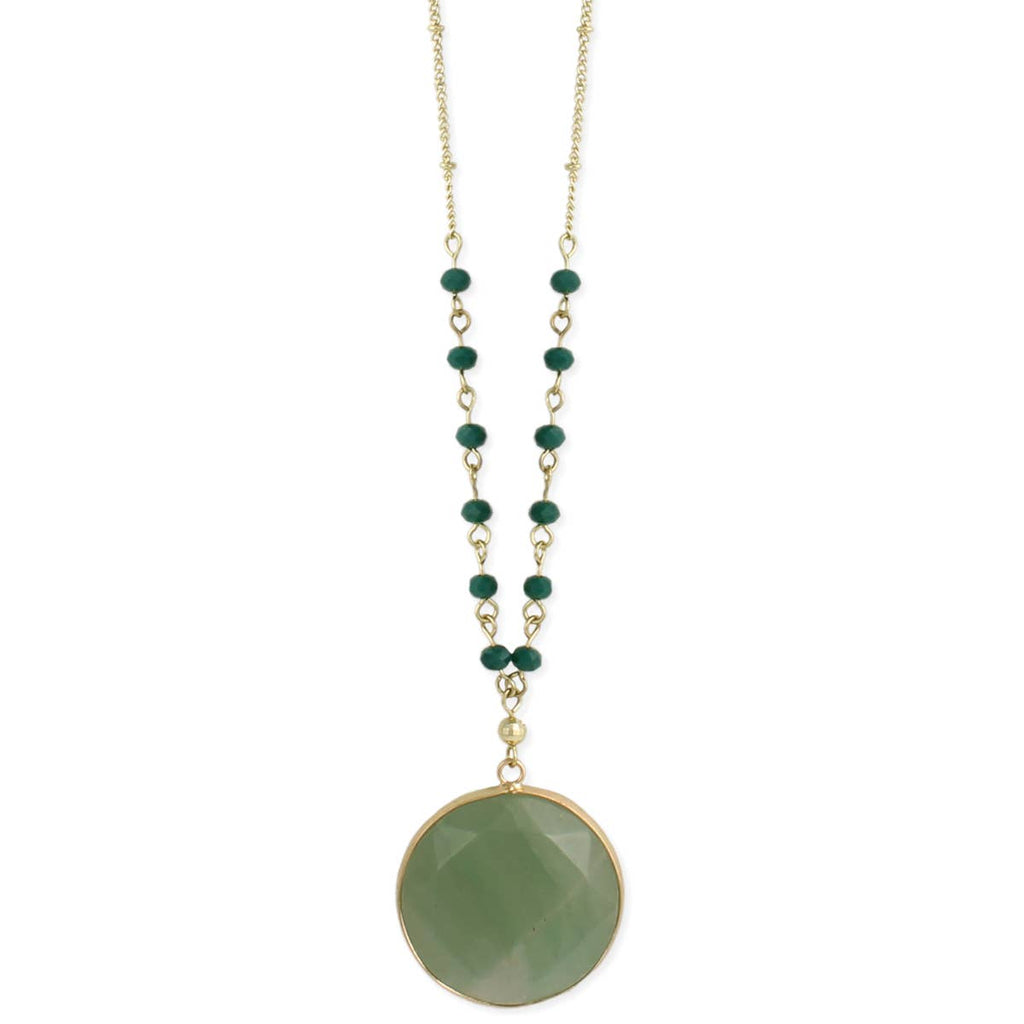 ZAD - The Grass is Greener Gold & Aventurine Stone Necklace