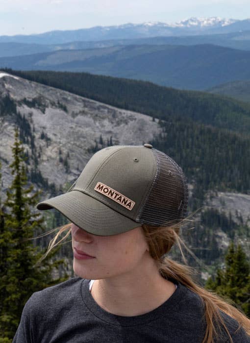 MT Brand Apparel - Simply BOLD Montana Leather Patch Hat - CUSTOMIZABLE