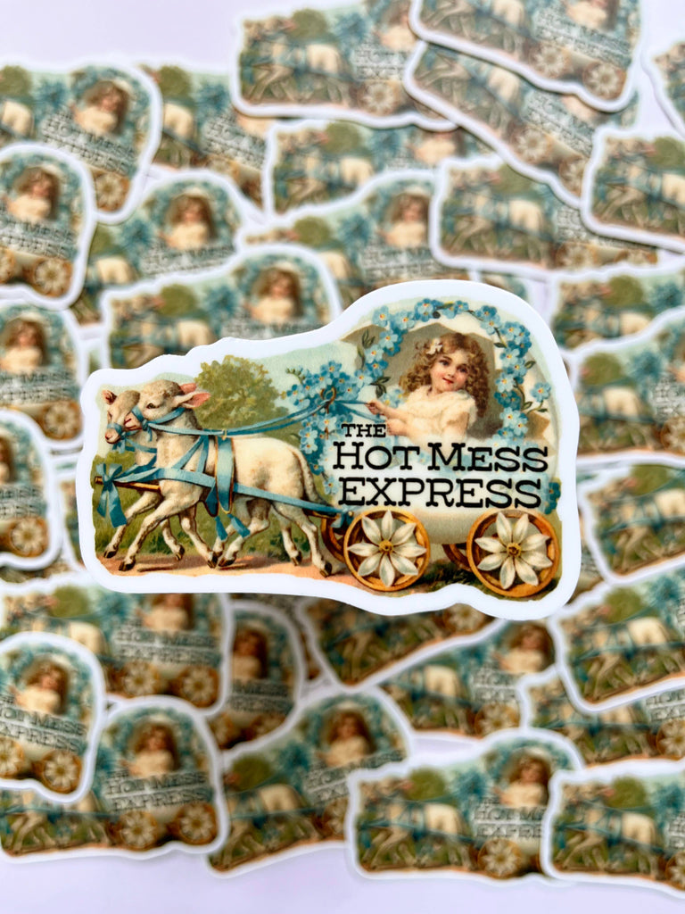 The Coin Laundry - Hot Mess Express Funny Sticker - Vintage Style Girl