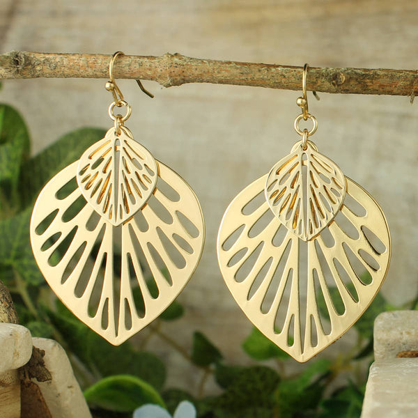 ZAD - Modern Leaf Gold Cutout Earring