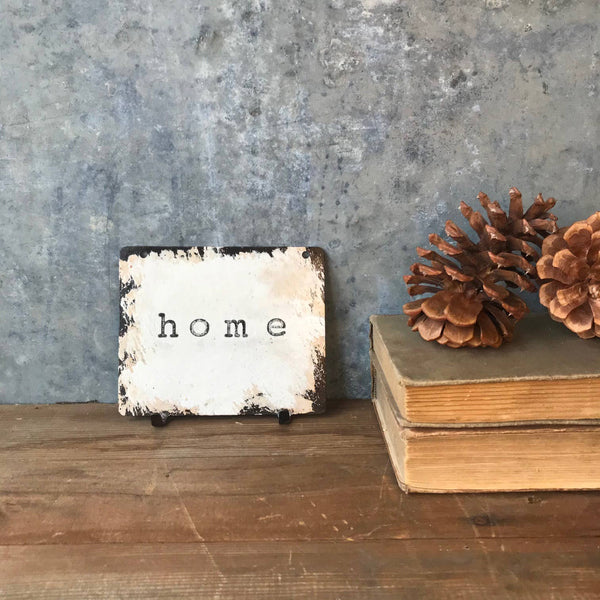 Our Country Homestead - Rusty, Cream Painted Metal Key/Leash Holder "Home"