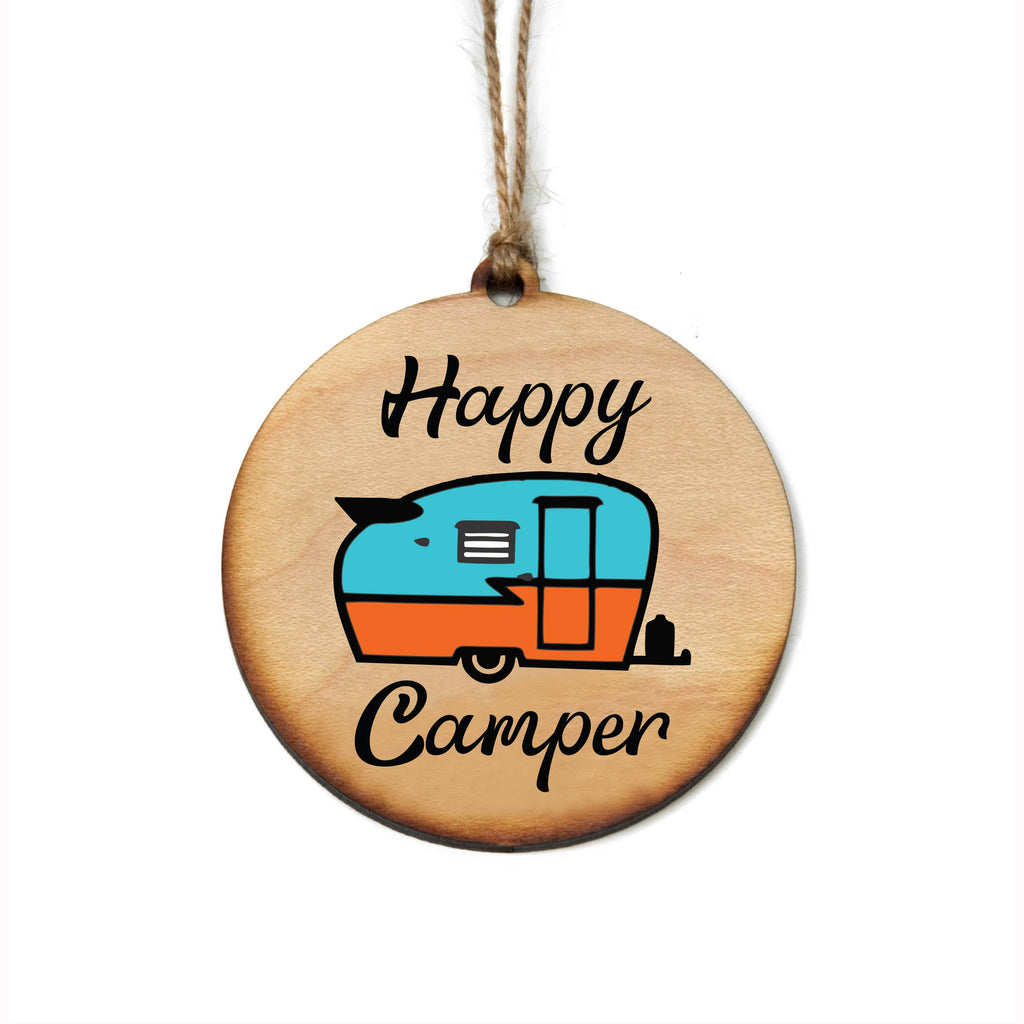 Driftless Studios - Happy Camper Wooden Christmas Ornaments