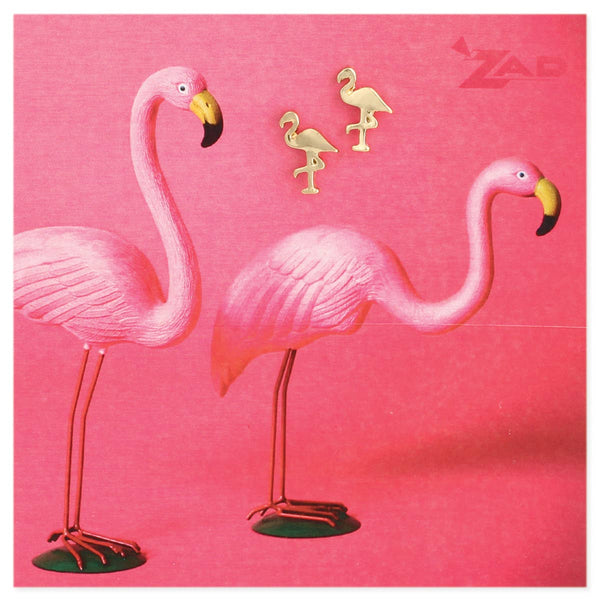 ZAD - Stand Tall Gold Flamingos Post Earrings