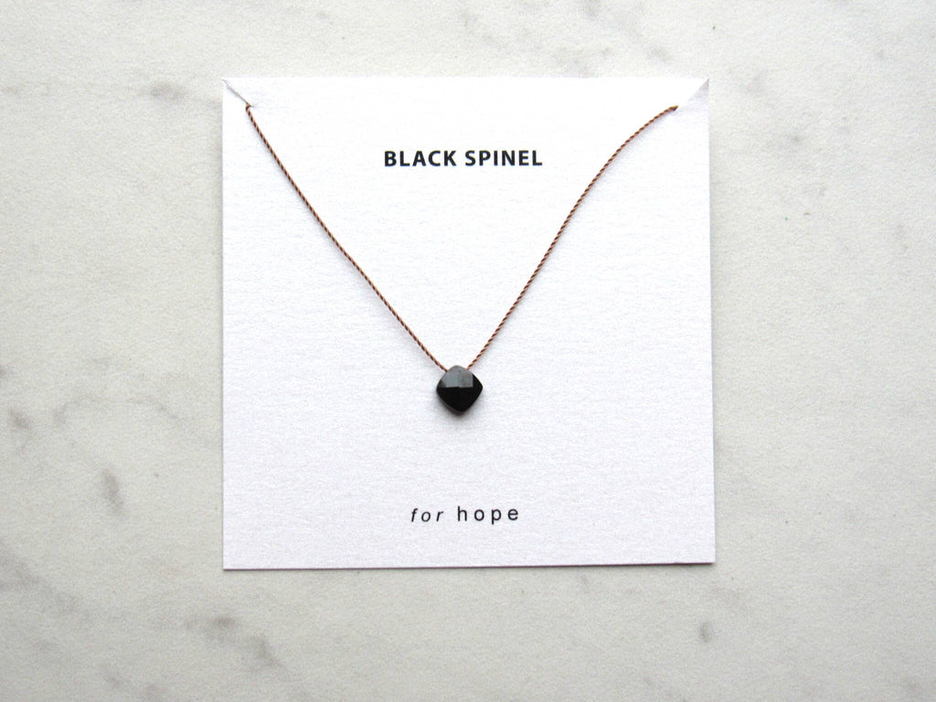 Soulsilk - Black Spinel Necklace Card - Hope