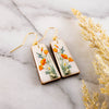 No Man's Land - Art Deco California Poppy Floral Tapered Rectangle Earrings