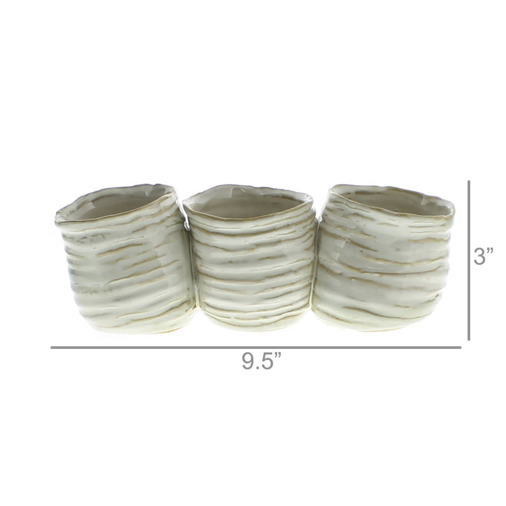 HomArt - Bower Clustered Ceramic Vase - Triple - Fancy White