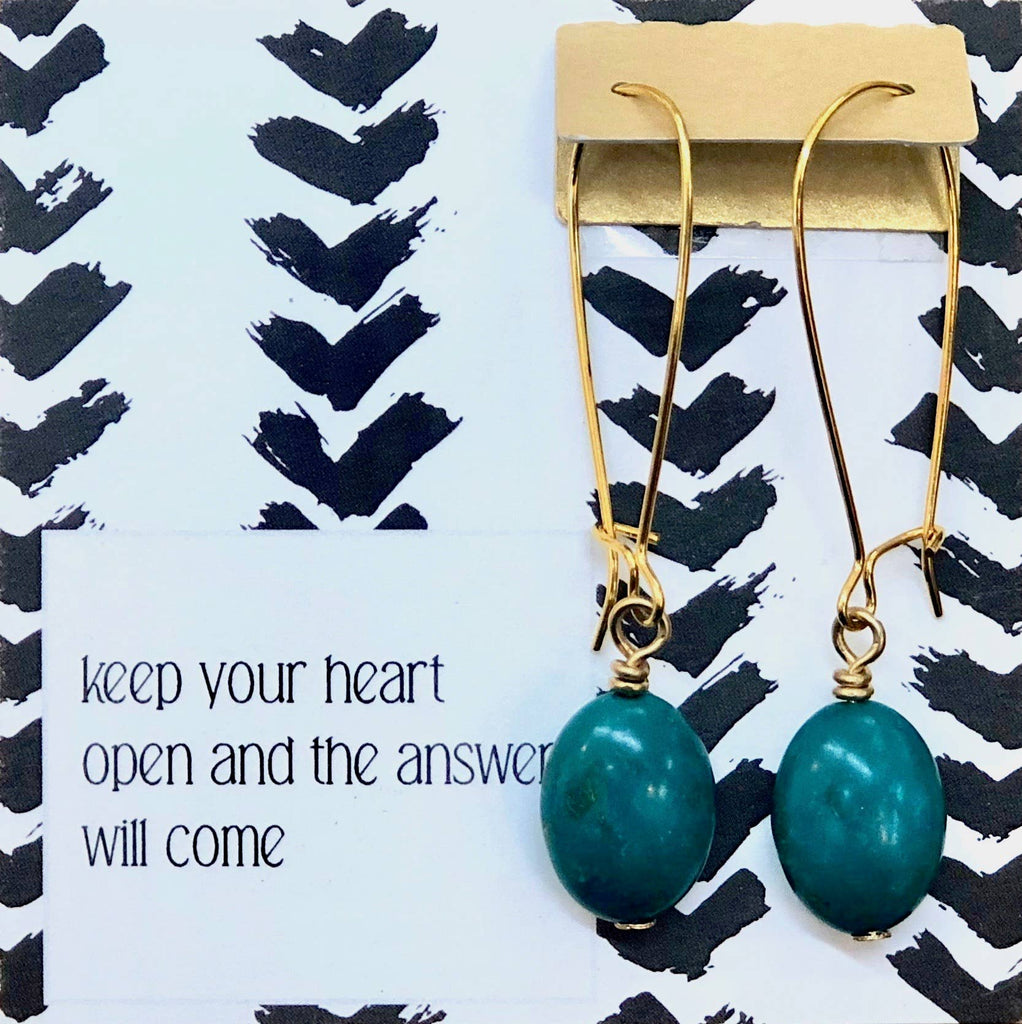 Ruthie and Olive | 3 meals donated for every necklace - Keep Your Heart Open - Turquoise Ovals