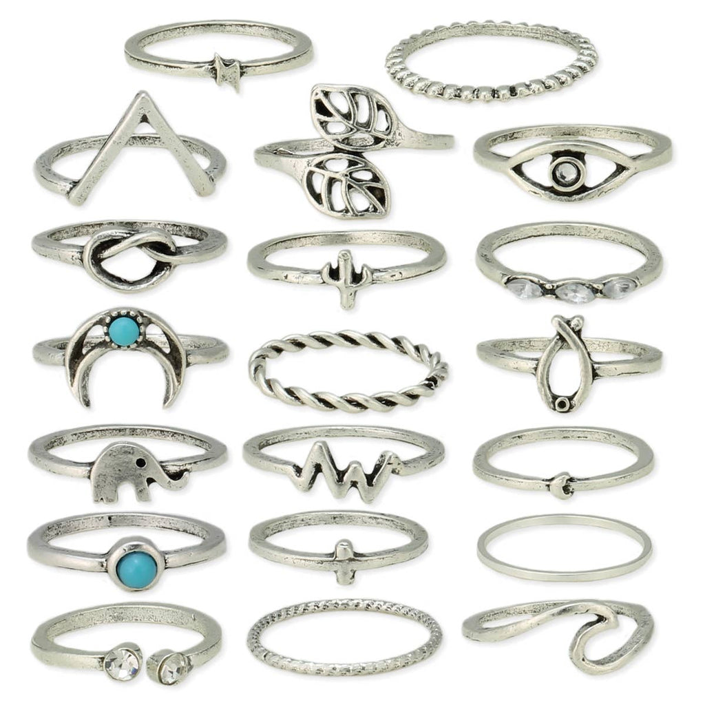 ZAD - Silver Symbol Charm Ring Set