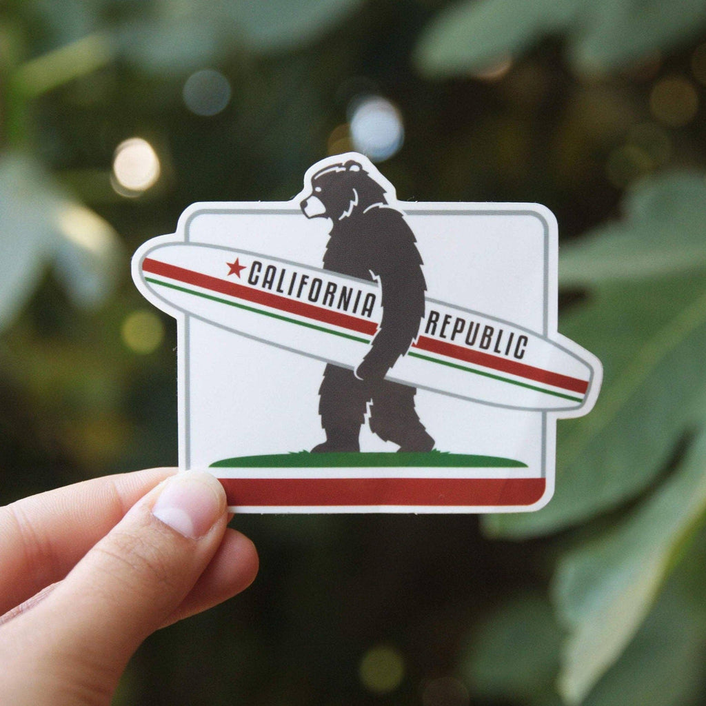 Squatchy - California Surf Bear - Vinyl Sticker