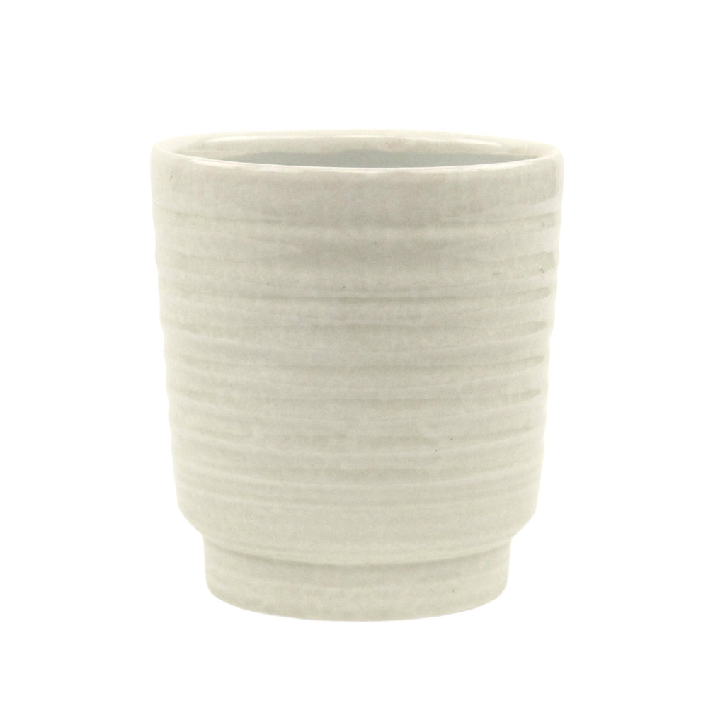 Cheungs - Off-white ripple pattern ceramic planter