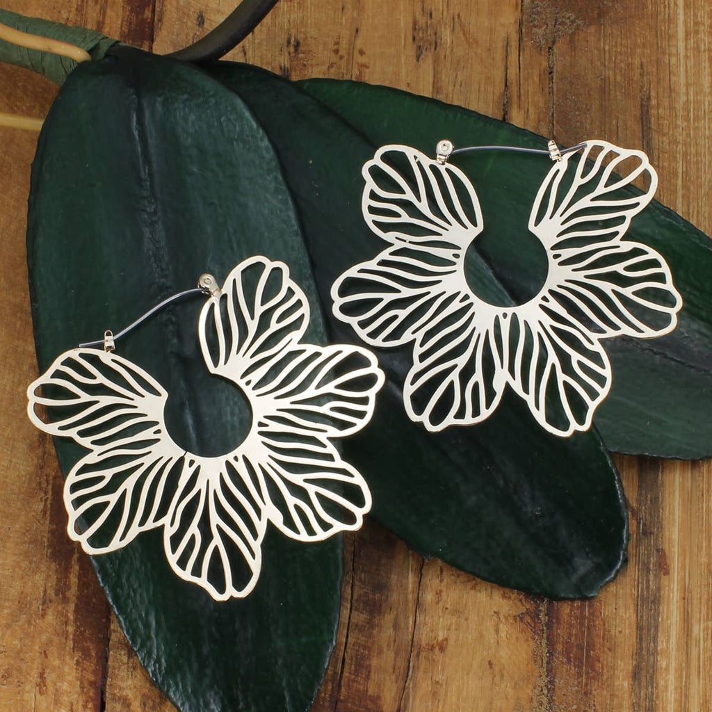 ZAD - Tropical Dreams Gold Leaf Hoop Earrings