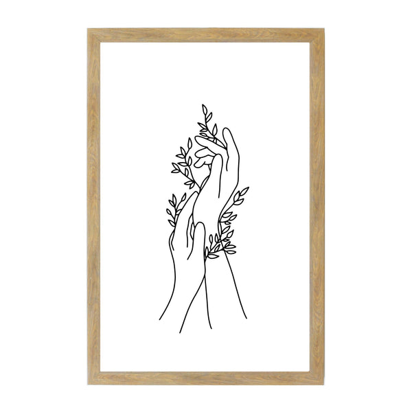 Petal Lane Home - Rustic Brown Hand Leaves Line Drawing