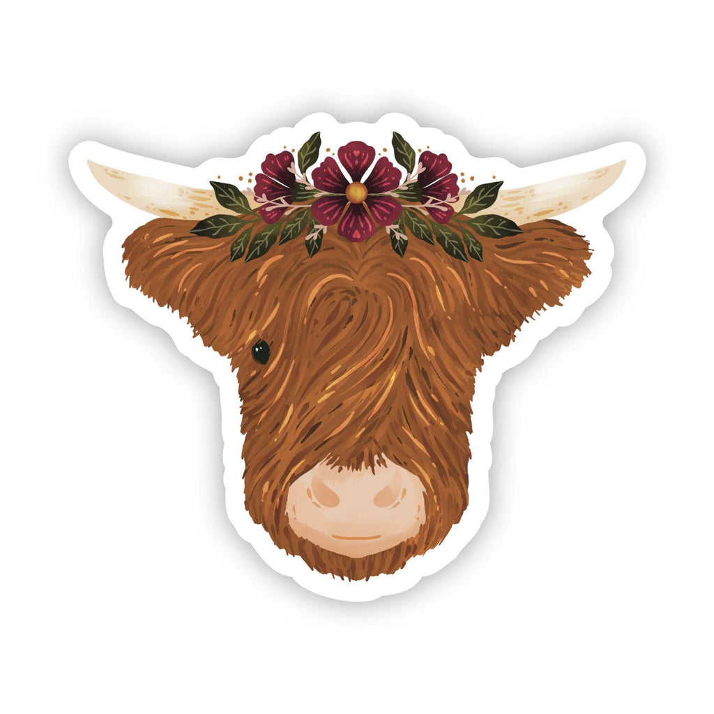 Big Moods - Highland Cow & Flower Crown Sticker
