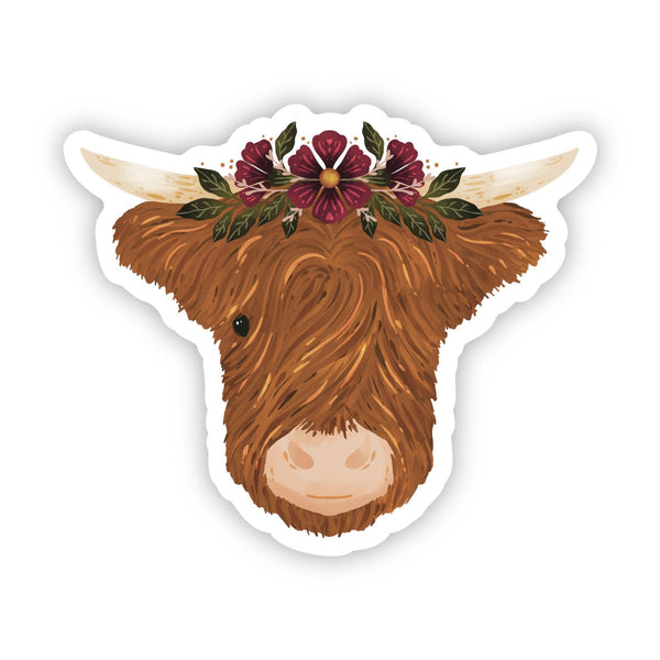 Big Moods - Highland Cow & Flower Crown Sticker