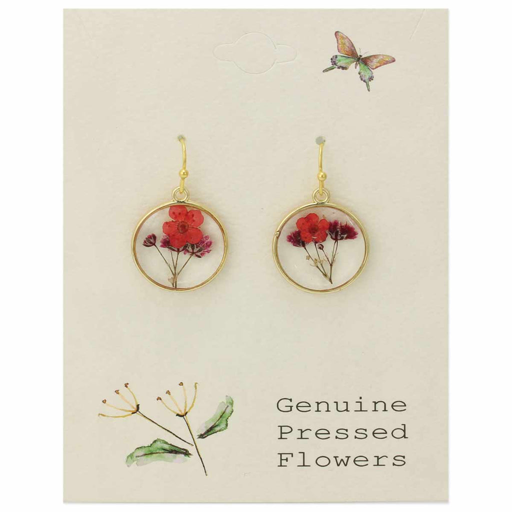 ZAD - Cottage Pink Dried Flower Round Earrings