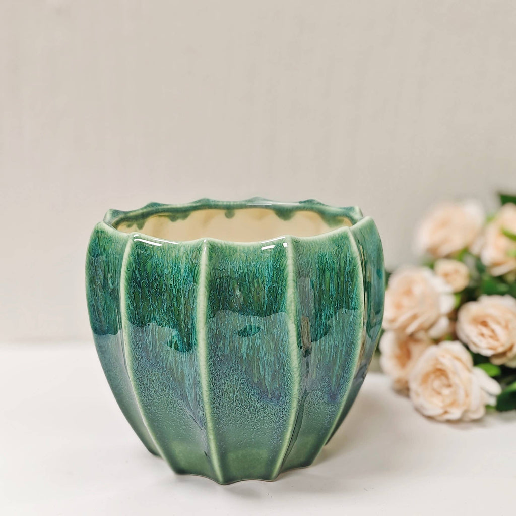 ES Essentials - Ceramic Planter 5.75"T X 6.5"W X 6"D Green