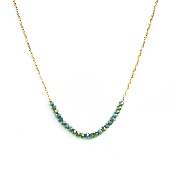 Splendid Iris - Delicate Crystal Accented Necklace: Green