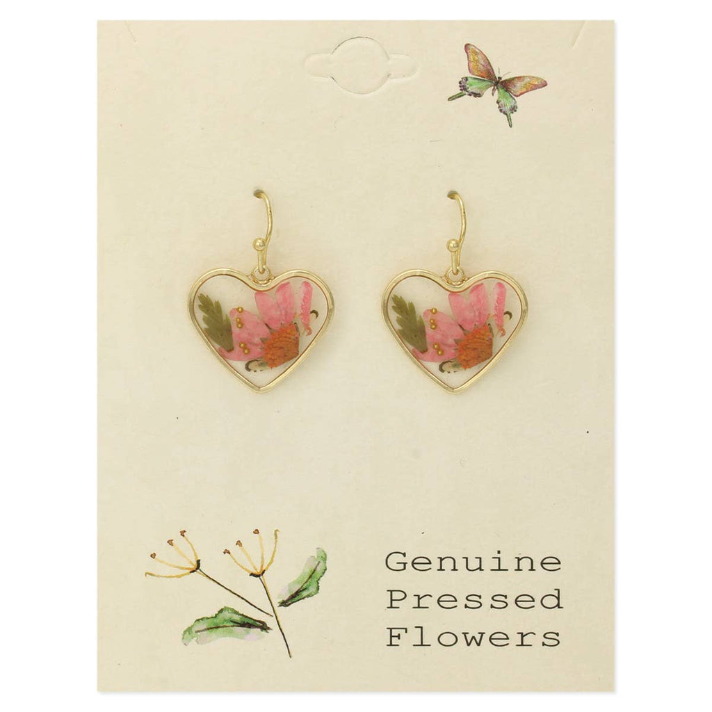 ZAD - Cottage Floral Dried Flower Heart Earring