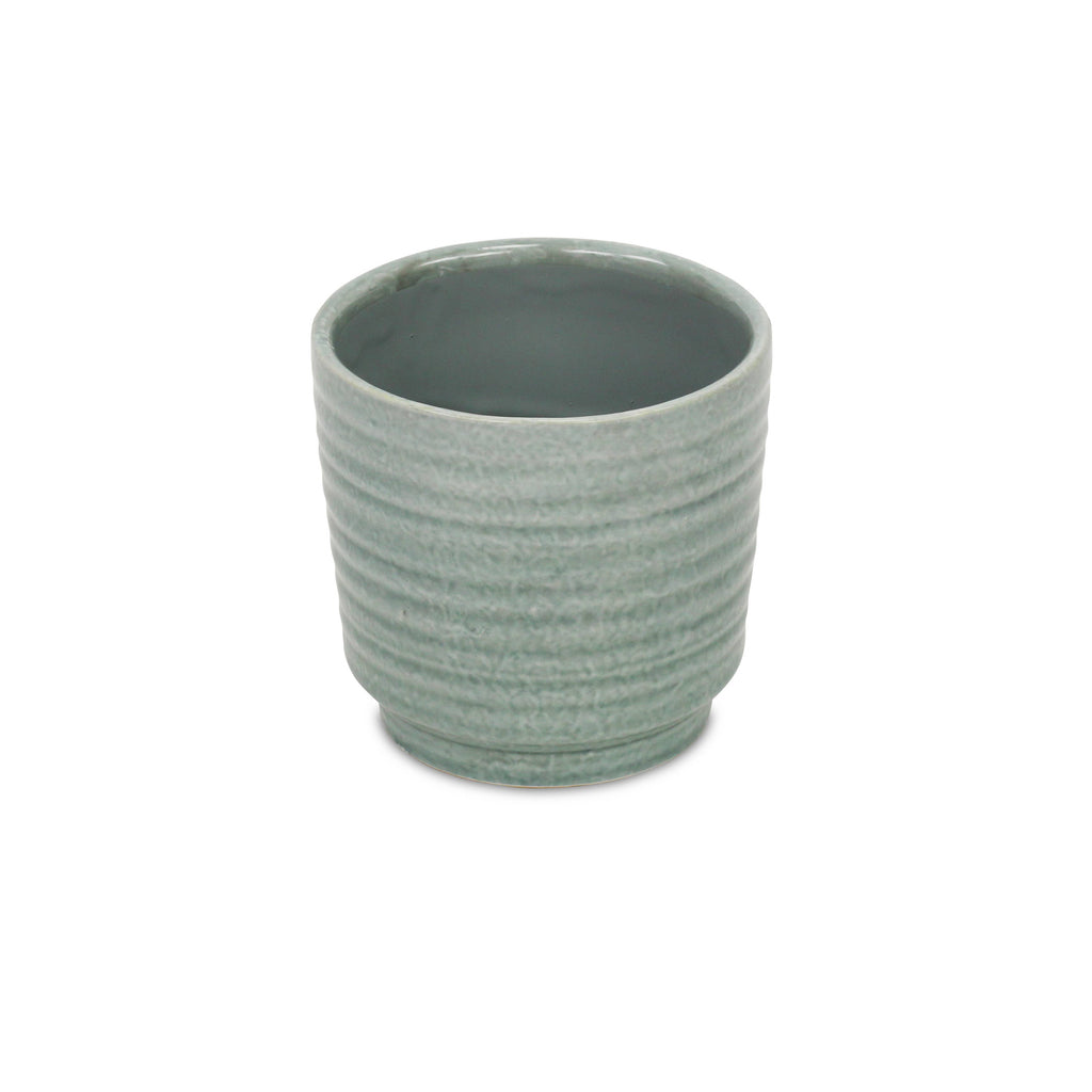 Cheungs - Green ripple pattern ceramic planter