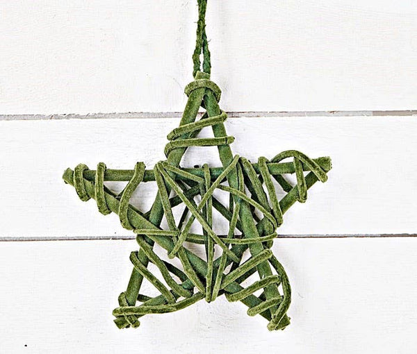 M10912- Velvet Flocked Twig Star-GREEN-