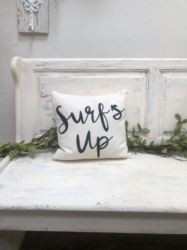 Surf’s up 14" pillow, home decor, gift quote pillow