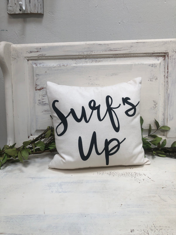 Surf’s up 14" pillow, home decor, gift quote pillow
