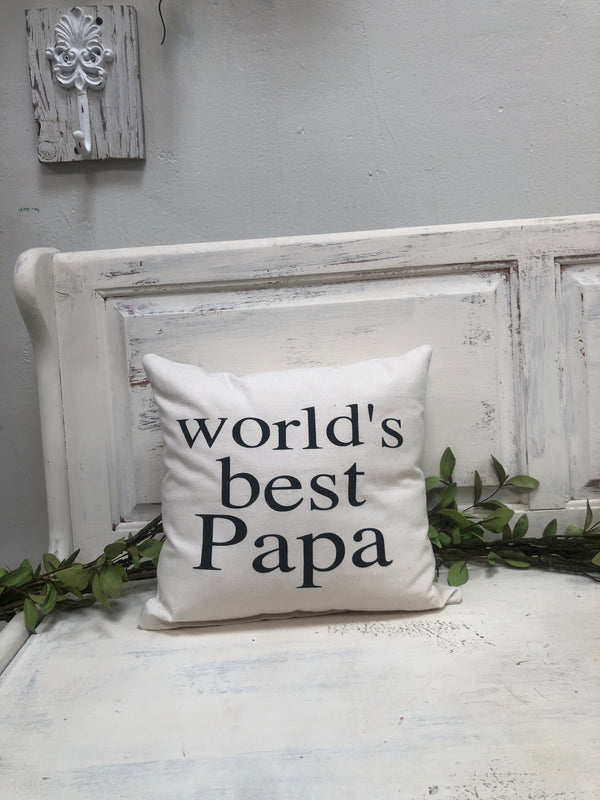 Worlds best papa 14" pillow, home decor, gift quote pillow