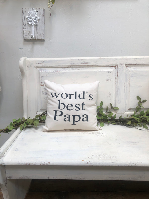 Worlds best papa 14" pillow, home decor, gift quote pillow