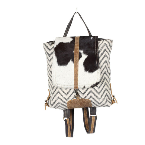 Chevron canvas and leather backpack